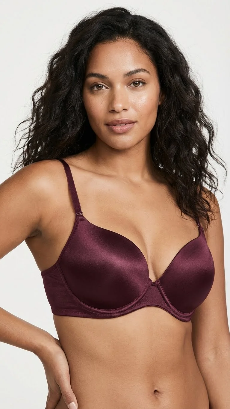 LunaIntim Parlak Mürdüm Sihirli Sütyen Saten Dokulu Micro Cup Push-Up - Push-Up Detay